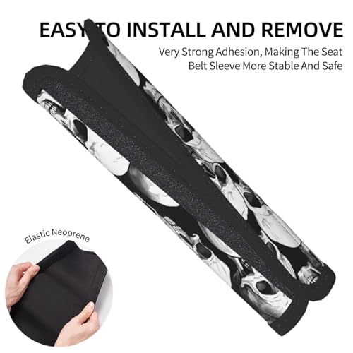 Seat Belt Cover Pad Halloween Skull Pattern Soft Safety Car Automotive Seat Belt Pads Cushion Shoulder Strap Covers for Cars or Bags, 2 Pcs - color: Halloween Skull Pattern