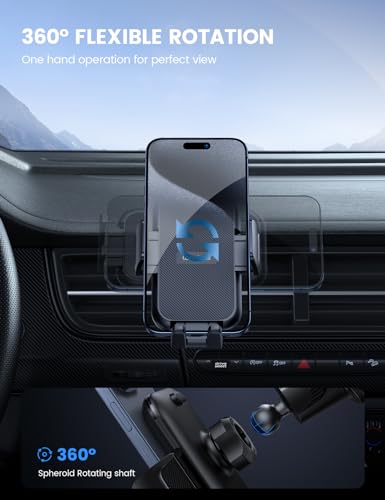 Lamicall 2026 Wider Clamp & Metal Hook Car Phone Holder Vent [Thick Cases Friendly] Phone Holders for Your Car Mount Automobile Hands Free Cradle Air Vent for iPhone 17 16 15 Pro Max Dark Grey - color: NEW Upgraded - Dark Grey