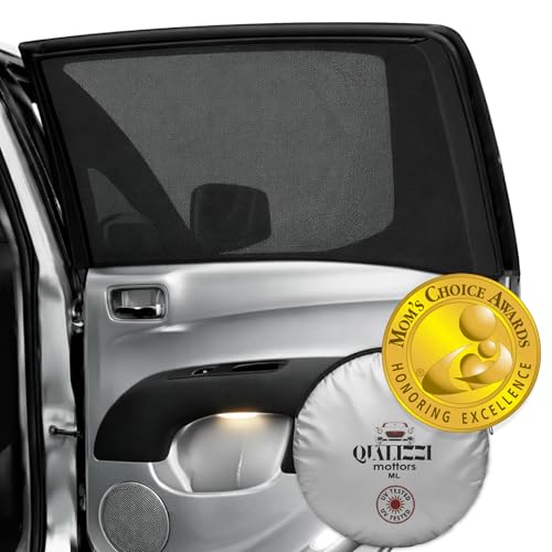 ML/Car Window Sun Shades (9 Sizes) for Large Cars & SUVs - Heat-Blocking Mesh Screens to Protect Back Seat from Sun, UV & Bugs, Cooler Travel for Kids, 2-Pack by Qualizzi - size: ML