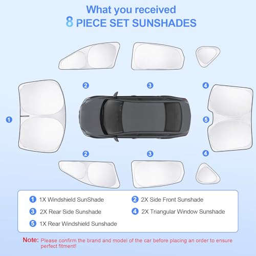 8pcs Car Window Shades for Nissan Altima 2013-2018 Accessories,Windshield Side Rear Full Sunshade,Sun Visor UV Blocking, Privacy Protection and Blackout for Camping Outdoor - size: for Altima 2013-2018