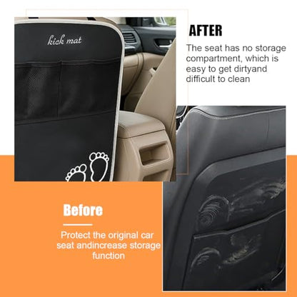 Bittwee Car Kick Mats Backseat Organizer, 2PCS 2 in 1 Anti Kick Waterproof Back Seat Protector with 2 Storage Pockets, Large Capacity Auto Seat Accecories for Pets Kids, Universal Fit