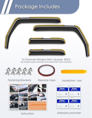 in-Channel Window Rain Guard for Jeep Wrangler JK 2007-2018 Rain Guards Side Window Visors Low Profile Vent Visor Window Deflectors Vent Shades Car Accessories - size: Fit for 2007-2018 Jeep Wrangler JK