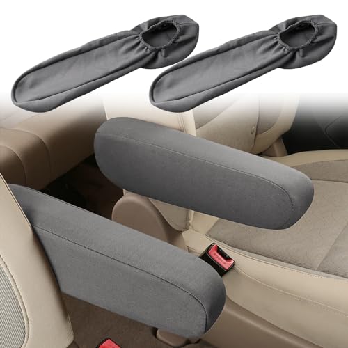 2PC Car Front Seat Armrest Covers,Universal Size Seat Arm Rest Cover,Flat Cloth Fabric Armrest Cover,Car Interior Accessories(Gray,1Pair) - color: Gray-2PC