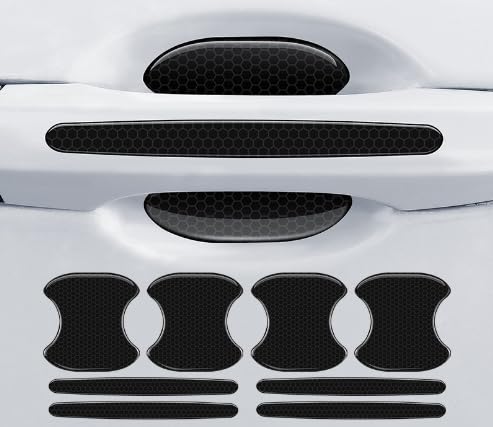 8Pcs Car Door Handle Bowl Sticker, Reflective Car Door Handle Paint Scratch Protector, Self-Adhesive Scratch Collision Protection Guard, Auto Exterior Decor Universal for SUV Truck RV (Black)