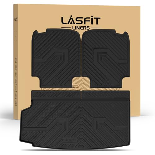 LASFIT Trunk Mat & Backrest Mat for Volvo XC90 2026-2016, All Weather TPE Custom Fit Cargo Liner for Volvo XC90 Cargo Mat, Black, Easy to Clean - size: 2016-2026|For Volvo XC90|Cargo Mats&Backrest Mats