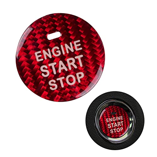 AIRSPEED Carbon Fiber Car Engine Start Button Cover Center Console Push-Button Sticker Interior Trim for Lexus is(2006-2012), ES(2006-2012), LX(2007-2015), Red (with Hole) - color: Red With Hole