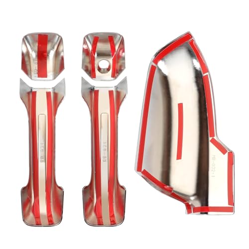 Chrome Mirror Cover +4PCS Door Handle Covers fits Ram 1500 2019-2024 4-Door Extended/Crew Cab Models Only Caps Top Half Left & Right Without Smart Keyholes, Siver Plated