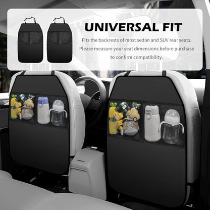2PCS 2026 New Car Seat Back Protector,Hanging Back of Seat Protector with Mesh Pockets to Avoid Scratches & Stains,Universal Kick Mats Backs Seats Protectors for Most Cars & SUVs