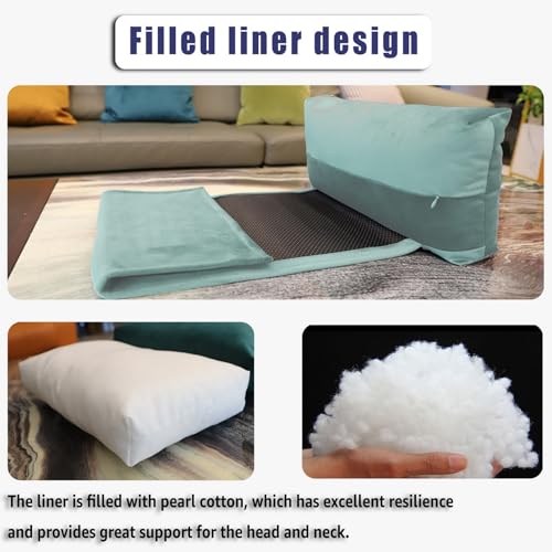Velvet Recliner Head Pillow with Non-Slip Base - Adjustable Neck Support for Pain Relief in Home, Office and Travel (Light Blue) - color: Light Blue