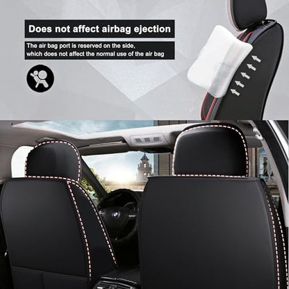 Amooca Car Seat Covers Full Set Automotive Seat Protection Fit for Most Cars SUVs Front & Back Seats Waterproof Nappa Leather Car Seat Cushion Protector Black & Red - color: Black & Red