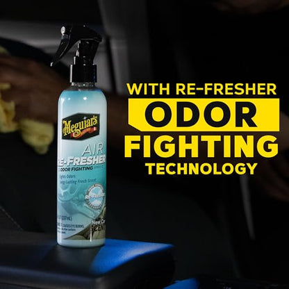 Meguiar’s Air Re-Fresher Odor Fighting Spray - New Car Scent - Convenient Car Air Freshener that Instantly Fights Odors and Leaves Behind a Long-Lasting New Car Scent, 8 Oz Trigger Spray - size: 8 Fl Oz (Pack of 1)