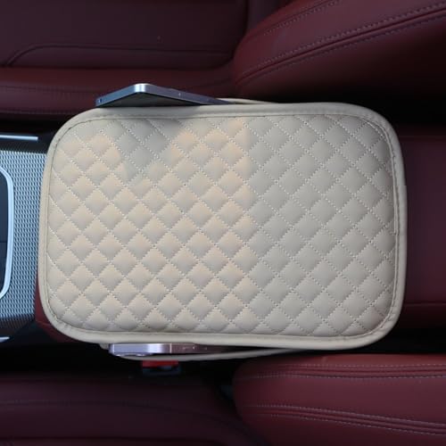 KAELTHAS Car Center Console Cushion Armrest Cover with 2 Storage Bags (Beige,Mid-Size) - color: Beige, size: M - 12.6 * 8.3 inches