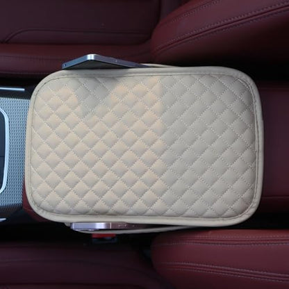 KAELTHAS Car Center Console Cushion Armrest Cover with 2 Storage Bags (Beige,Mid-Size) - color: Beige, size: M - 12.6 * 8.3 inches