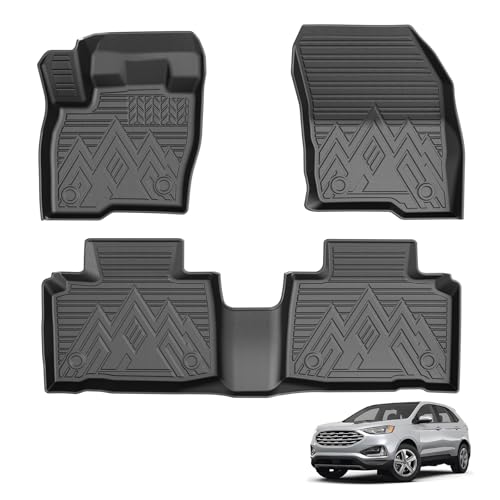 Powerty Floor Mats for 2015-2024 Ford Edge Accessories All Weather Floor Liner 3D TPE 1st & 2nd Row Floor Mat Heavy-Duty Floor Liners - size: 3)Ford Edge｜15-24｜1st & 2nd Row