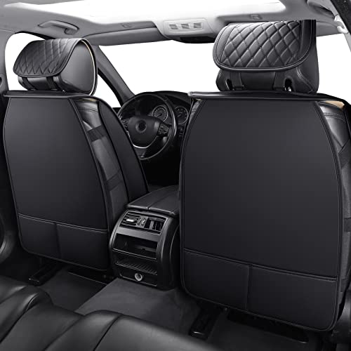 Aierxuan 2PCS Seat Covers Leather Cushions Universal Fit for Ford Chevy Subaru Acura Infiniti Benz Audi Highlander Camry Rav4 Tacoma Honda Jeep Hyundai Elantra (2PCS Front/Black-White A) - color: 2 Pcs Front/Black-White A