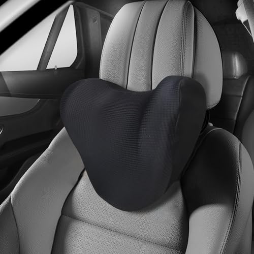 Super Soft Car Headrest Pillow, 100% Memory Foam Car Neck Pillow with Adjustable Strap & Breathable Removable Cover, Ergonomic Design - Travel Pillow Car Pillow for Neck/Back Pain Relief(Black, 1PC) - color: Pack of 1/Black/Super Soft