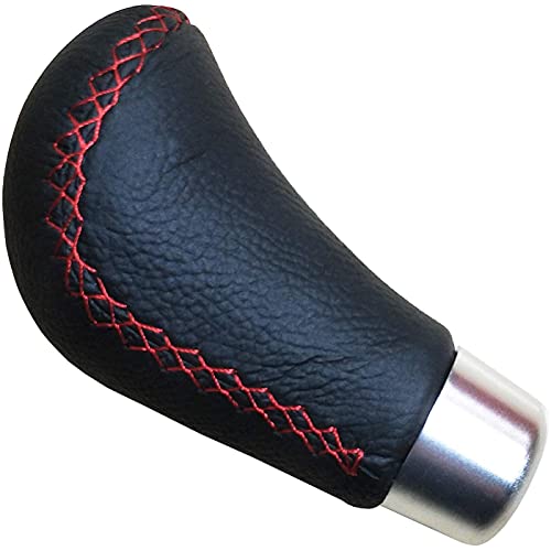 Lunsom Leather Shift Knob, Car Gear Shifter Stick Auto R Style Shift Stick Handle Head Gear Shift Lever Knob for Most Manual Transmission Vehicle (Red Suture) - color: Red Suture