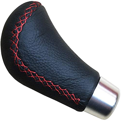 Lunsom Leather Shift Knob, Car Gear Shifter Stick Auto R Style Shift Stick Handle Head Gear Shift Lever Knob for Most Manual Transmission Vehicle (Red Suture) - color: Red Suture