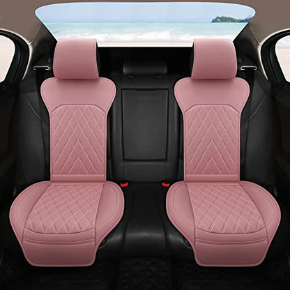 Sanwom Universal Front Leather Car Seat Covers Pink 2 Pcs Luxury Seat Covers, Anti-Slip Waterproof Auto Driver Cushions Fit SUV Pickup Van Sedan, Chevy Silverado GMC Sierra Dodge Ram Tacoma Ford - color: Pink-FRONT PAIR