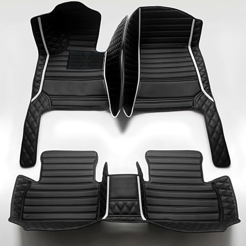 Custom Personalized Floor Mats for Cars，Luxury Full Coverage All Car Floor Mats，Anti-Slip Leather Car Mat Set ，Custom Floor Mats for 99% of Cars, Trucks & SUVs. (Black Dual Tone and White) - color: Black dual tone and white
