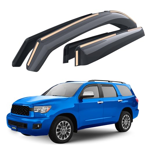 Goodyear Shatterproof in-Channel Window Deflectors for Toyota Sequoia 2008-2022, Rain Guards, Window Visors for Cars, Vent Deflector, Car Accessories, 4 pcs - GY007976 - color: For Sequoia 08-22