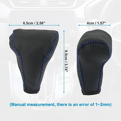 X AUTOHAUX Black Car Interior Faux Leather Gear Shifter Shift Knob Cover Transmission Shift Boot Lever for Honda CR-V 2017-2021 Blue Stitches - color: Blue