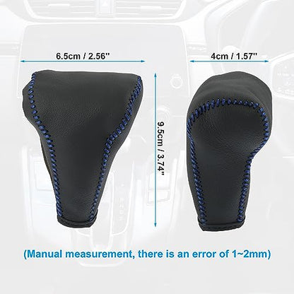 X AUTOHAUX Black Car Interior Faux Leather Gear Shifter Shift Knob Cover Transmission Shift Boot Lever for Honda CR-V 2017-2021 Blue Stitches - color: Blue