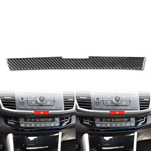 NVCNX Real Premium Carbon Fiber Compatible with Honda 9th Gen Accord 2013 2014 2015 2016 2017 SE LX Sport EX EX-L Touring Hybrid Accessories Car Dash Central Trim Cover Interior Trim Black - color: Dash Central Trim