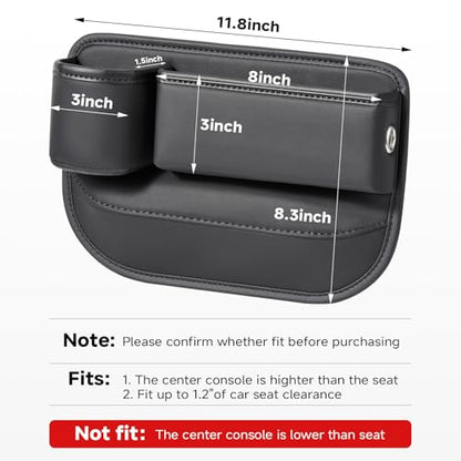 Universal Car Seat Gap Filler Organizer, Premium Leather Car Seat Organizer, Seat Gap Storage Box with Cup Holder for Drink, Front Seat Gap Bag for Phone, Sunglasses,Keys, 2 Packs (Left+Right)