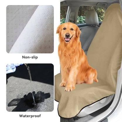 Waterproof Towel Car Seat Cover, Sweatproof Non Slip Towel Carseat Cover, Machine Washable Vehicle Bucket Frontseat Protector Accessories, Universal for SUV, Sedan, Truck (Beige) - color: Beige