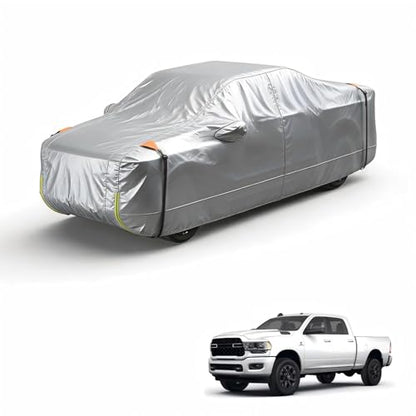 Wigoo Dodge Ram 2500 3500 Truck Car Cover Accessories, Custom Fit Waterproof All Weather Outdoor Pickup Cover, Windproof UV Rain Snow Dust Protection, Door Zipper, Reflective Strips, Breathable Design - size: for Dodge Ram 2500 3500