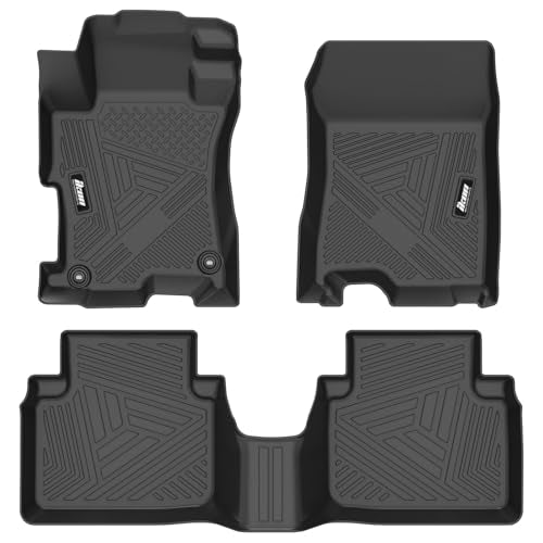 IKON MOTORSPORTS 3D Molded TPE Floor Mats, Compatible with 2008-2012 Honda Accord Sedan, IKON Style Black All Season Custom Waterproof Non-Slip Floor Liners, Front 2nd Row Interior Accessories 3PCS - color: Black V2