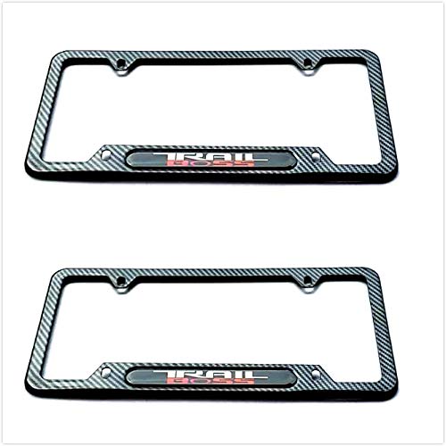 Stainless Steel Trail Boss Rust Free Sport License Plate Cover Frames Holder with Screw Caps for Chevrolet Trail Boss (2X Carbon Fiber) - color: 2x Carbon Fiber