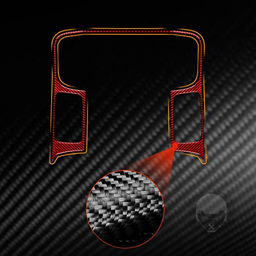 Red Carbon Fiber Center Console Panal Air Vent Outlet Gear Shift Rotary Shifter Media Screen Frame Cover Car Interior Compatible with Dodge Ram 1500/2500/3500 2013 2014 2015 Accessories - color: Red 21