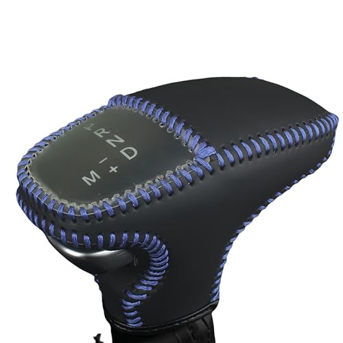 Leather Gear Shift Knob Covers for Dodge Charger Challenger 2015-2023 and Dodge Durango18-23,Carbon Fiber Leather Hand-Stitched Shifter Sleeve - color: Blue