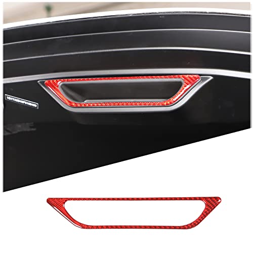 CHEAYAR Soft 3D Real Carbon Fiber Car Engine Compartment Handle Trim Cover Sticker Compatible with Corvette C8 Stingray Z06 Z51 2020 2021 2022 2023 Interior Decoration Accessories (Red) - color: Red