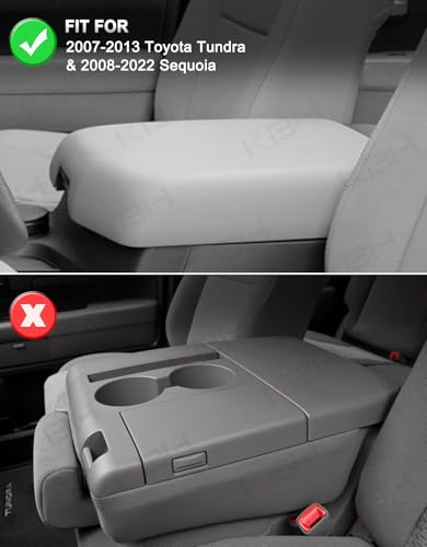 KBH Center Console Armrest Cover for 2007-2013 Toyota Tundra & 2008-2022 Sequoia, Vinyl Leather, Middle Console Lid Protector Arm Rest Cushion Pad, Interior Accessories, Anti-Scratch, Gray - size: 07-13 Toyota Tundra, 08-22 Sequoia, Gray