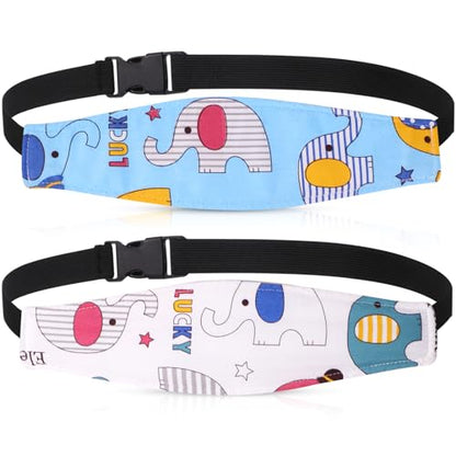 HESTYA 2 Pcs Carseat Head Support Toddler, Stroller Seat Headrest for Sleeping Traveling, Neck Relief Headband Strap for Kids Children Toddler Infant(Elephant) - color: Elephant
