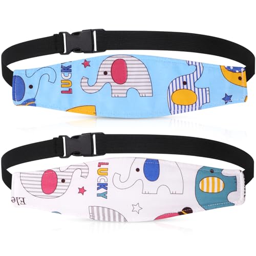 HESTYA 2 Pcs Carseat Head Support Toddler, Stroller Seat Headrest for Sleeping Traveling, Neck Relief Headband Strap for Kids Children Toddler Infant(Elephant) - color: Elephant