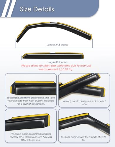 in-Channel Window Rain Guard for Chevrolet Chevy Silverado/GMC Sierra 2014-2018 Crew Cab Rain Guards Side Window Visors Low Profile Vent Visor Window Deflectors Vent Shades Truck Accessories - size: 2014-2018 Silverado/ Sierra Crew Cab