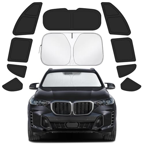 Car Window Shades for BMW x5 2019-2025 Accessories - Full Set 10PCS Side Window Sunshades with Memory Frame & Blackout Fabric, Privacy UV Shield for Camping/Travel - size: Fit for BMW x5 2019-2025