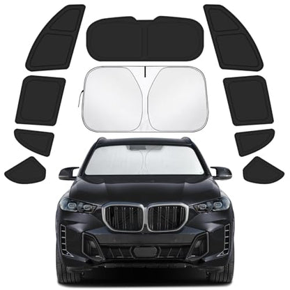 Car Window Shades for BMW x5 2019-2025 Accessories - Full Set 10PCS Side Window Sunshades with Memory Frame & Blackout Fabric, Privacy UV Shield for Camping/Travel - size: Fit for BMW x5 2019-2025