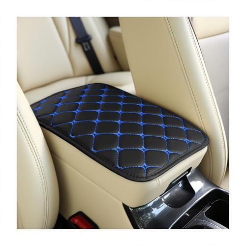 Car Center Console Cushion Pad, PU Leather Vehicle Armrest Cover Protector, Anti-Scratch Automotive Interior Arm Rest Seat Box Mat Accessories, Universal for SUV Sedan Truck (Black/Blue) - color: Black/Blue