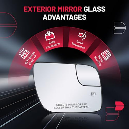BDFHYK Mirror Glass Compatible with 2011-2019 Explorer Side View Exterior Mirror with Backing Plate, Replaces BB5Z17K707 BB5Z17K707A BB5Z17K707B,Heated (Right Side) - size: Right Passenger Side, style: 2011-2019 Explorer