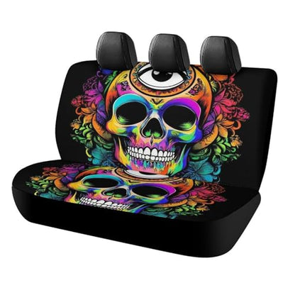 Soft Comfortable Skull Head Lotus Art Car Seat Covers Universal Fit for SUV Truck Sedan Minivan, Scratch Protection Vehicle Seat Protectors Auto Supplies - color: Pattern 437