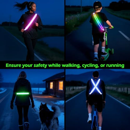 Reflective Sash Gear for Walking at Night,Flashing LED Reflective Belt Safety Lights for Walkers Night Dog Walking Biking Running,High Visibility Rechargeable With Wear 2 Ways for Men Women - color: Blue