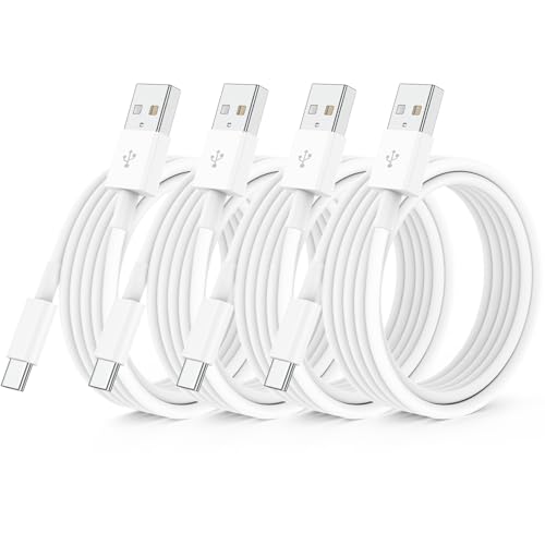 QZIIW 4 Pack USB C Fast Charging Cable 6 FT for iPhone 17 16 15/17 16 15 Pro/17 16 15 Pro max/16 15 Plus,USB A to USB C Car Carplay Cord for Galaxy S25 S24, i Pad Pro 12.9/11,Air 5th/4th Gen - color: White, size: 6FT+6FT+6FT+6FT