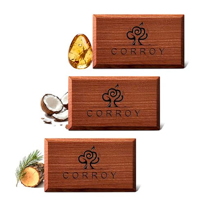 Car Air Freshener Natural Essential Oil Scent, Odor Eliminator and Purifier, Sun Visor Clip Air Freshener for Car(Refill - 3 Pack - Amber-Coconut-Pine)