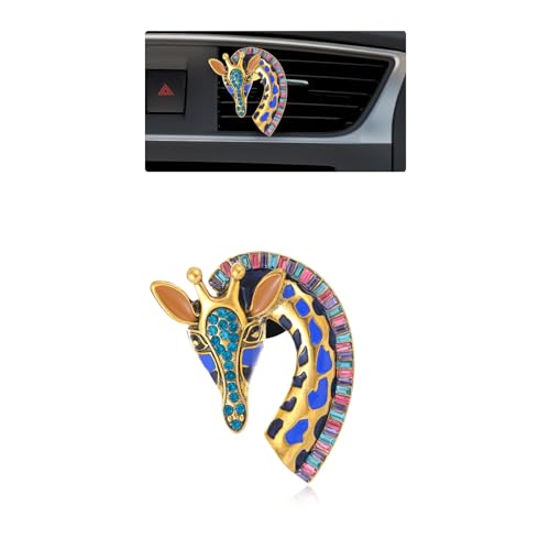 ORIESSE Giraffe Car Decor,Cute Tropical Animal Car Air Freshener Vent Clip,Bling Colorful DashBoard Vent Decorations for Women Teems,Refillable Aroma Diffuser