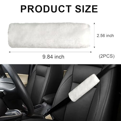 2 Pack Car Seatbelt Covers Shoulder Pad, Soft Faux Sheepskin Seat Belt Shoulder Cover for a Comfortable Driving, Seat Belt Shoulder Strap Covers Helps Protect Your Neck and Shoulder (White) - color: White